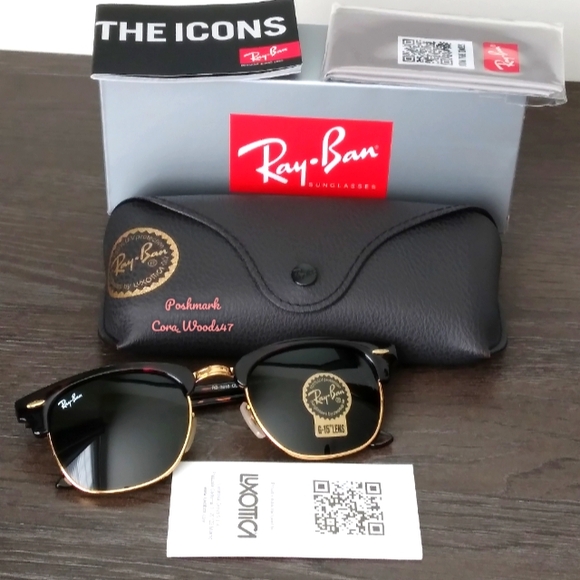 RayBan Clubmaster Green Lenses RB3016 Tortoise Frame Unisex New - Picture 3 of 17